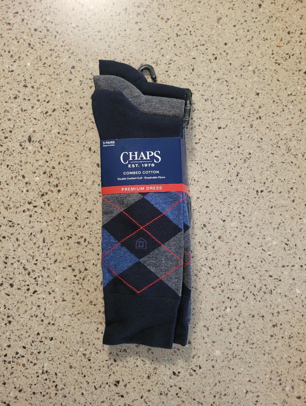 3-Pair Chaps Mens Combed Cotton Premium Dress Socks Double Comfort Cuff OSFM